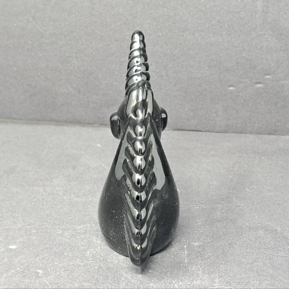 Black Art Glass Unicorn Paper Weight/ Figurine - Picture 3 of 5